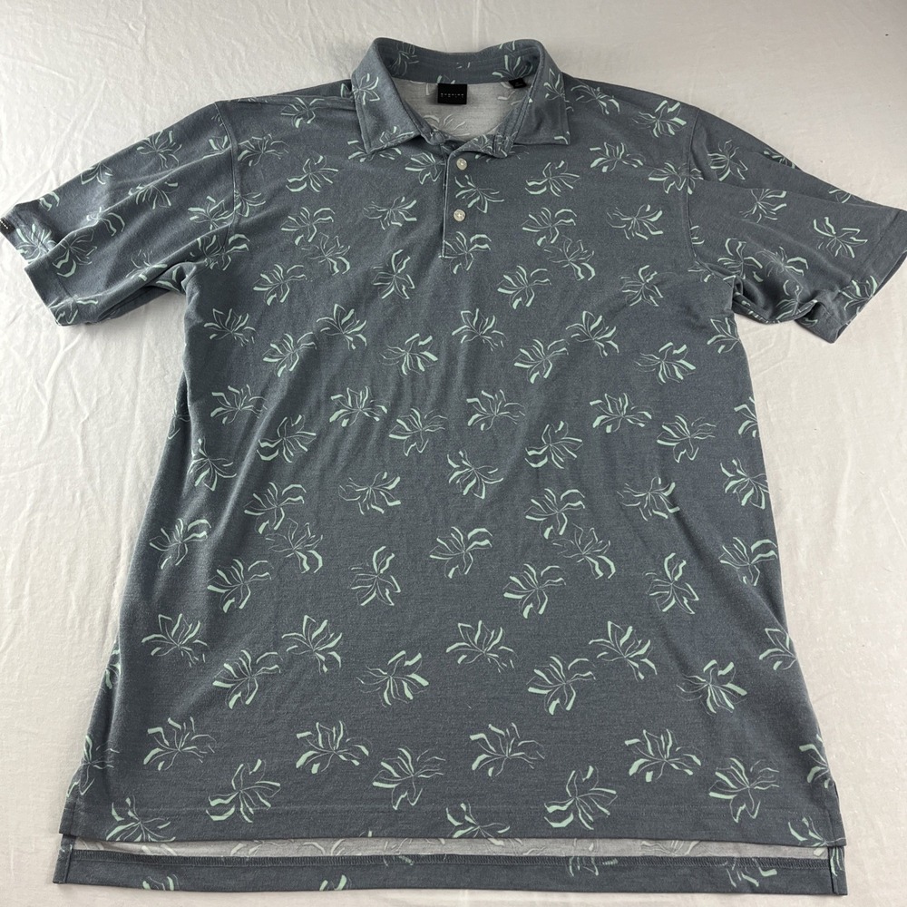 Dunning Golf Shirt Men's XL‎ Gray Polo Floral Classic Collared Short Sleeve